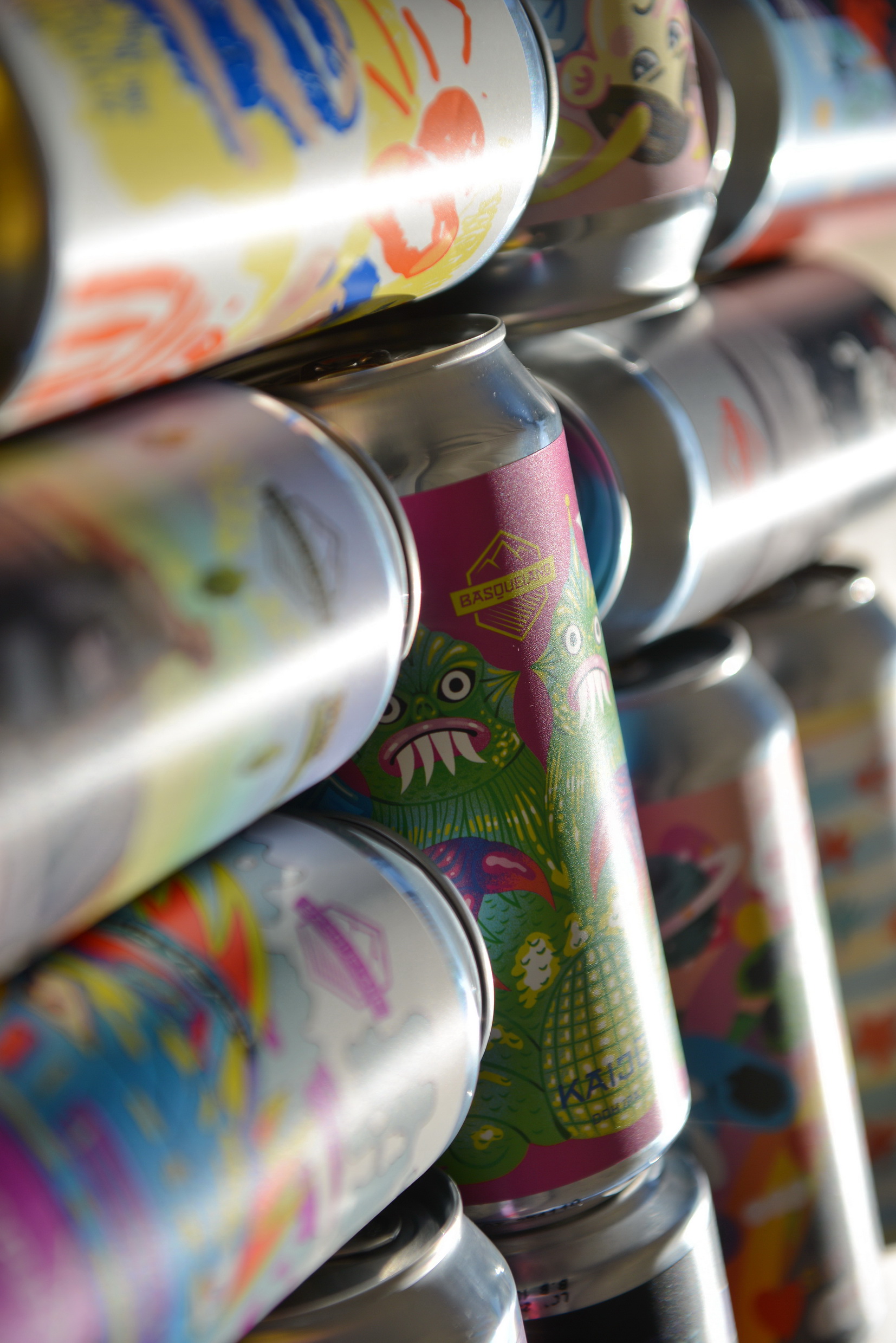 Craft beer can close-up with colourful label